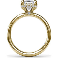 Engagement Ring Setting with Emerald Cut Halo and Pavé Diamonds by Fana - 0.22 Carat Total Diamond Weight