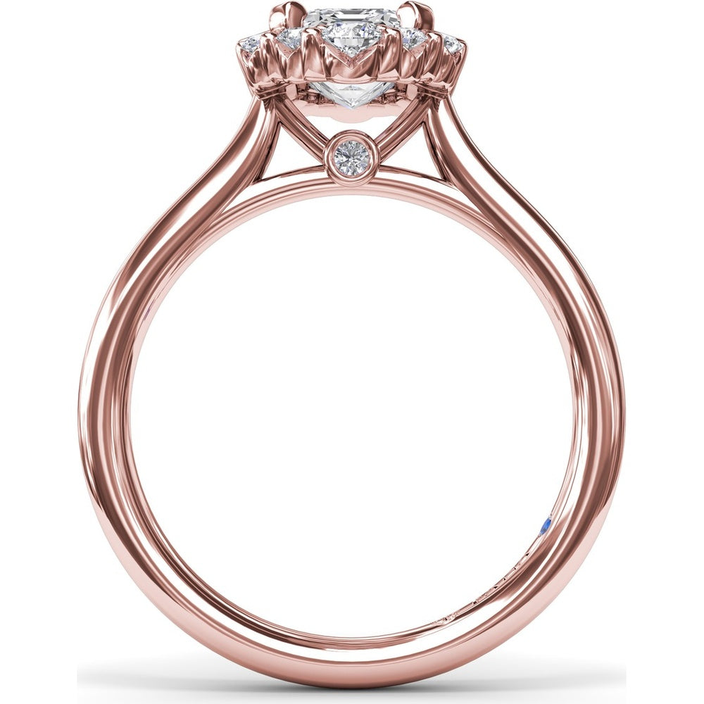 Engagement Ring Setting with Emerald-Shape Halo of Round and Baguette Diamonds by Fana - 0.33 Carat Total Diamond Weight