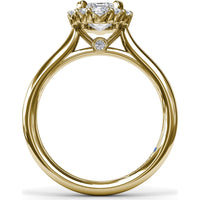 Engagement Ring Setting with Emerald-Shape Halo of Round and Baguette Diamonds by Fana - 0.33 Carat Total Diamond Weight