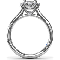 Engagement Ring Setting with Emerald-Shape Halo of Round and Baguette Diamonds by Fana - 0.33 Carat Total Diamond Weight