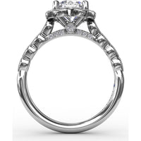 Engagement Ring Setting with Floral Halo, Milgrain Details and Pavé Gallery by Fana