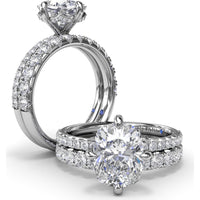 Engagement Ring Setting with Four Prong Cushion Cut Mounting and Pavé Diamond Band by Fana - 0.34 Carat Total Diamond Weight