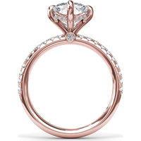 Engagement Ring Setting with Four Prong Cushion Cut Mounting and Pavé Diamond Band by Fana - 0.34 Carat Total Diamond Weight
