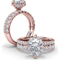 Engagement Ring Setting with Four Prong Cushion Cut Mounting and Pavé Diamond Band by Fana - 0.34 Carat Total Diamond Weight