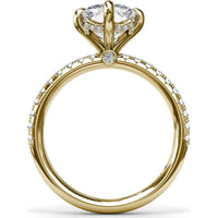 Engagement Ring Setting with Four Prong Cushion Cut Mounting and Pavé Diamond Band by Fana - 0.34 Carat Total Diamond Weight