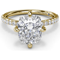 Engagement Ring Setting with Four Prong Cushion Cut Mounting and Pavé Diamond Band by Fana - 0.34 Carat Total Diamond Weight