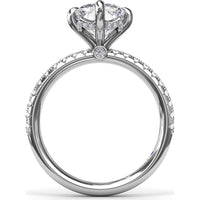 Engagement Ring Setting with Four Prong Cushion Cut Mounting and Pavé Diamond Band by Fana - 0.34 Carat Total Diamond Weight