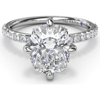 Engagement Ring Setting with Four Prong Cushion Cut Mounting and Pavé Diamond Band by Fana - 0.34 Carat Total Diamond Weight