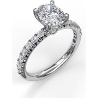 Engagement Ring Setting with French Cut Pavé Diamond Band and Oval Cut Center Stone by Fana - 0.45 Carat Total Diamond Weight