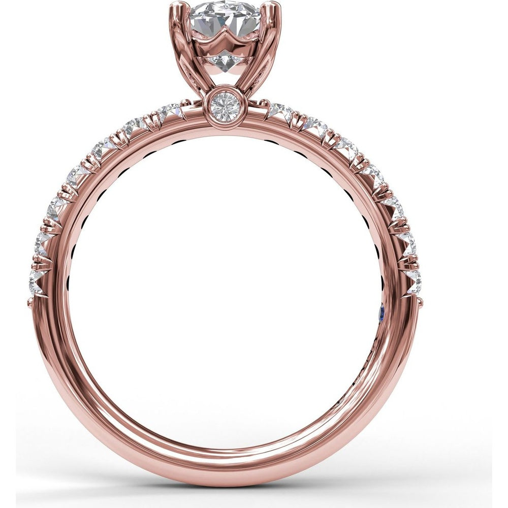 Engagement Ring Setting with French Cut Pavé Diamond Band and Oval Cut Center Stone by Fana - 0.45 Carat Total Diamond Weight