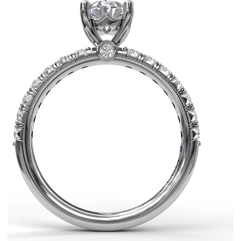 Engagement Ring Setting with French Cut Pavé Diamond Band and Oval Cut Center Stone by Fana - 0.45 Carat Total Diamond Weight