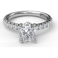 Engagement Ring Setting with French Cut Pavé Diamond Band and Oval Cut Center Stone by Fana - 0.45 Carat Total Diamond Weight