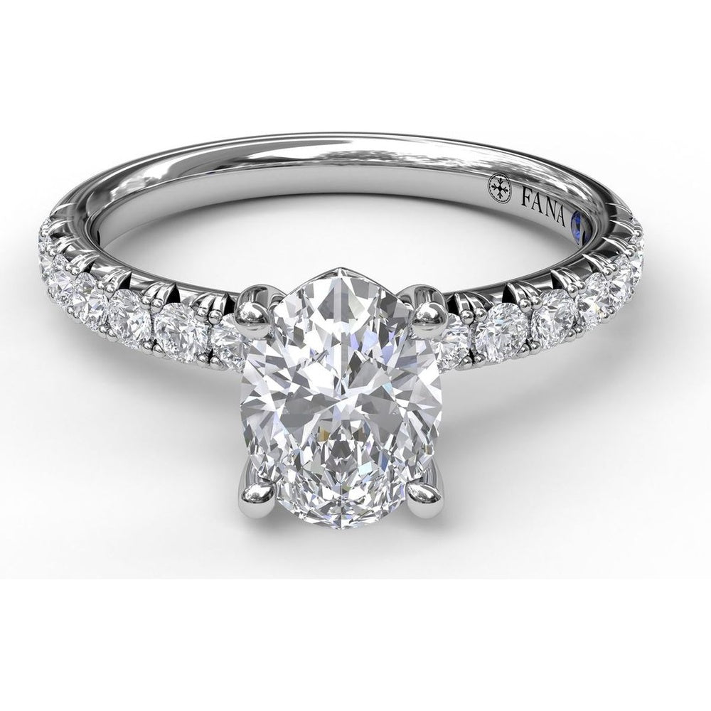Engagement Ring Setting with French Cut Pavé Diamond Band and Oval Cut Center Stone by Fana - 0.45 Carat Total Diamond Weight