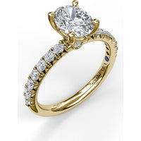 Engagement Ring Setting with French Cut Pavé Diamond Band and Oval Cut Center Stone by Fana - 0.45 Carat Total Diamond Weight