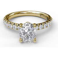 Engagement Ring Setting with French Cut Pavé Diamond Band and Oval Cut Center Stone by Fana - 0.45 Carat Total Diamond Weight