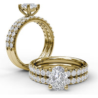 Engagement Ring Setting with French Cut Pavé Diamond Band and Oval Cut Center Stone by Fana - 0.45 Carat Total Diamond Weight