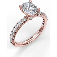 Engagement Ring Setting with French Cut Pavé Diamond Band and Oval Cut Center Stone by Fana - 0.45 Carat Total Diamond Weight