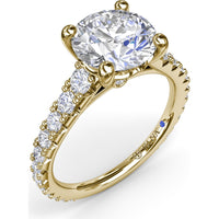Engagement Ring Setting with Graduated Pavé Shank and Hidden Accent Diamond - 0.73 Carat Total Side Stone Weight by Fana