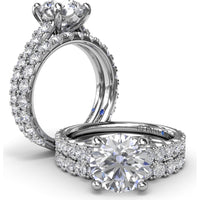 Engagement Ring Setting with Graduated Pavé Shank and Hidden Accent Diamond - 0.73 Carat Total Side Stone Weight by Fana