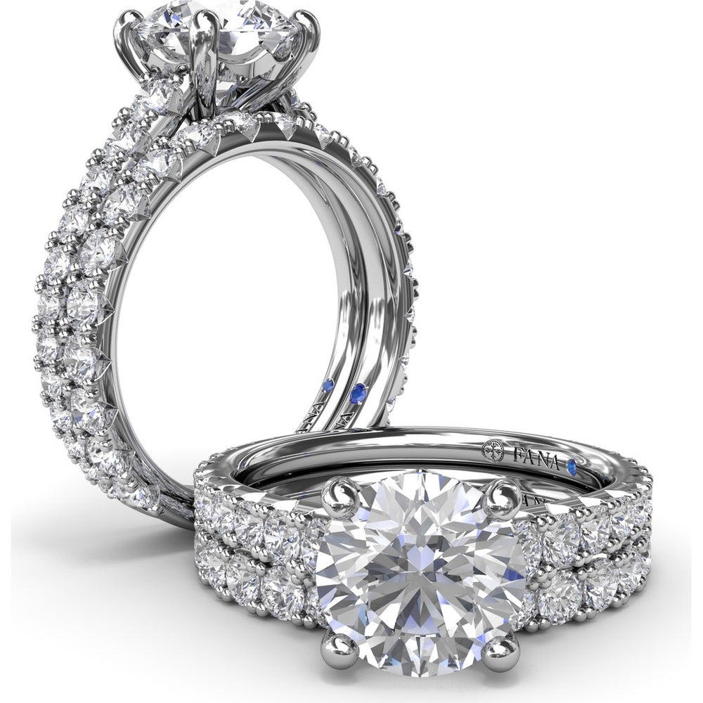 Engagement Ring Setting with Graduated Pavé Shank and Hidden Accent Diamond - 0.73 Carat Total Side Stone Weight by Fana