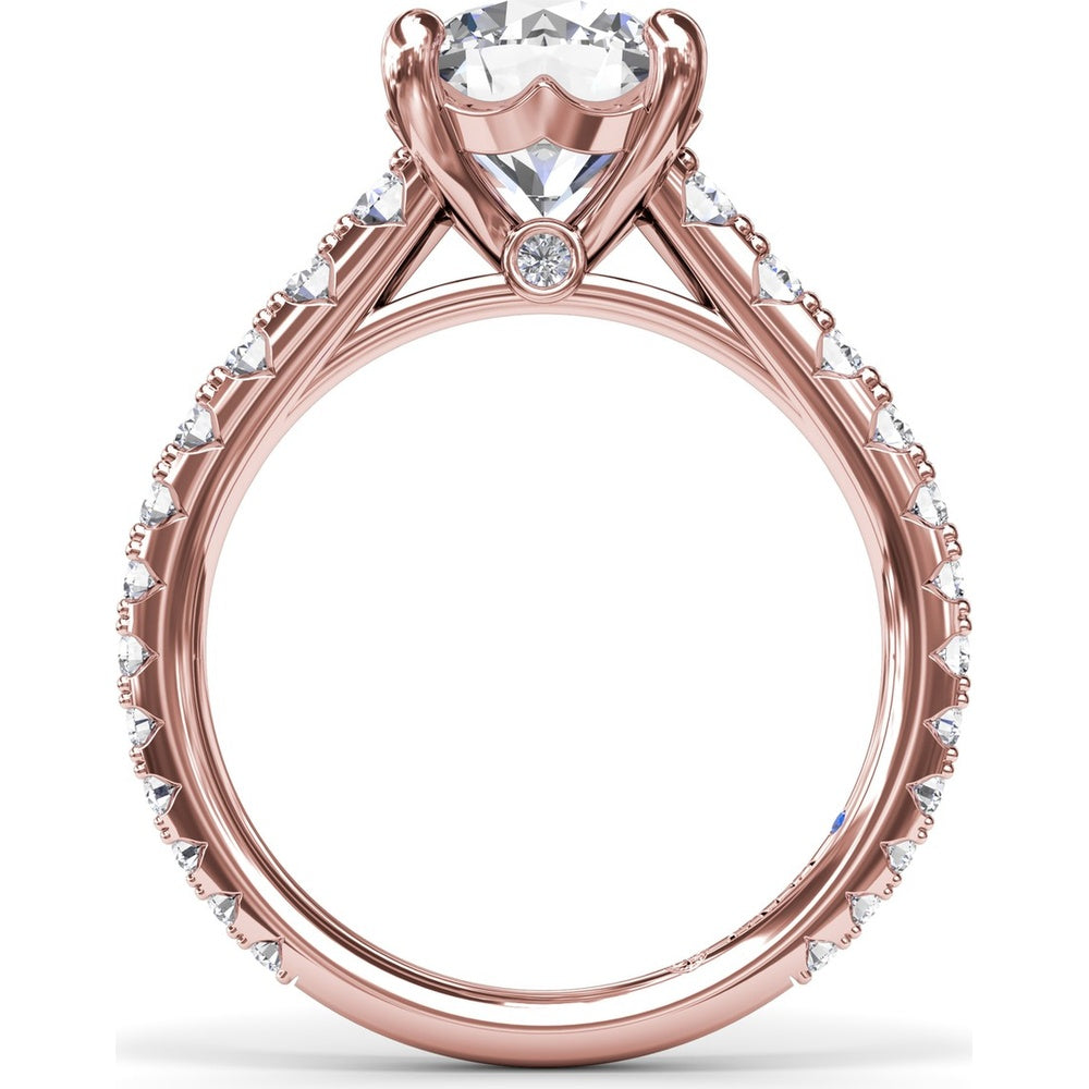 Engagement Ring Setting with Graduated Pavé Shank and Hidden Accent Diamond - 0.73 Carat Total Side Stone Weight by Fana