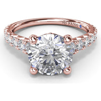 Engagement Ring Setting with Graduated Pavé Shank and Hidden Accent Diamond - 0.73 Carat Total Side Stone Weight by Fana