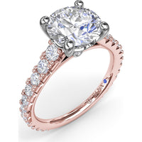 Engagement Ring Setting with Graduated Pavé Shank and Hidden Accent Diamond - 0.73 Carat Total Side Stone Weight by Fana