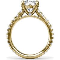 Engagement Ring Setting with Graduated Pavé Shank and Hidden Accent Diamond - 0.73 Carat Total Side Stone Weight by Fana