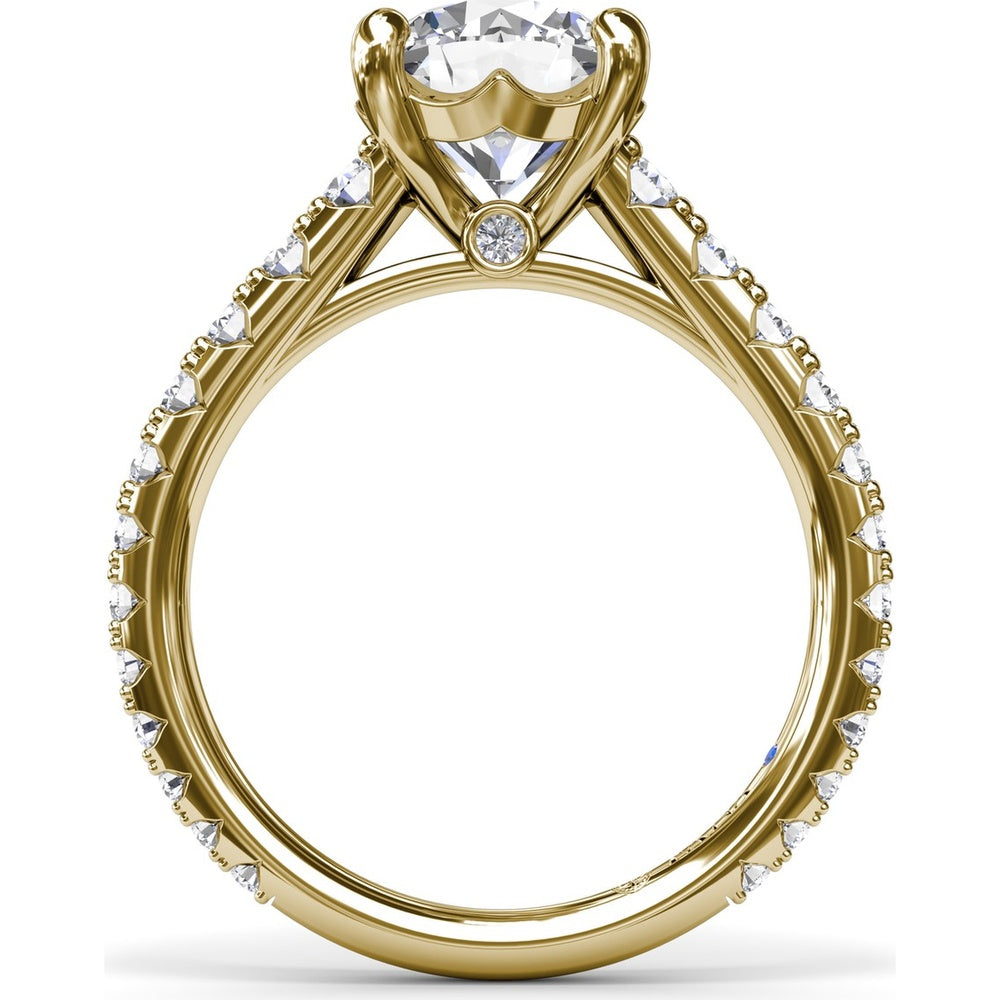 Engagement Ring Setting with Graduated Pavé Shank and Hidden Accent Diamond - 0.73 Carat Total Side Stone Weight by Fana