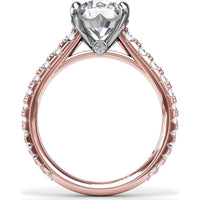 Engagement Ring Setting with Graduated Pavé Shank and Hidden Accent Diamond - 0.73 Carat Total Side Stone Weight by Fana
