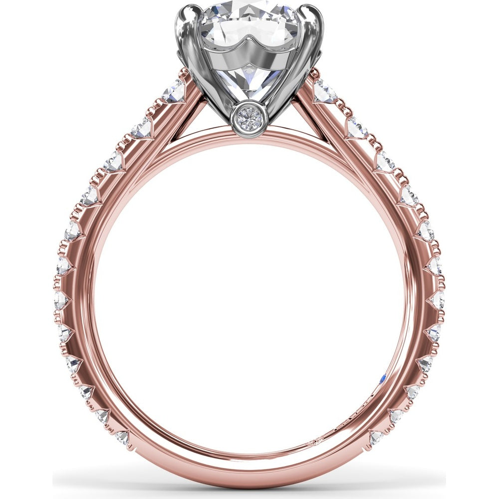 Engagement Ring Setting with Graduated Pavé Shank and Hidden Accent Diamond - 0.73 Carat Total Side Stone Weight by Fana