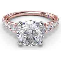Engagement Ring Setting with Graduated Pavé Shank and Hidden Accent Diamond - 0.73 Carat Total Side Stone Weight by Fana
