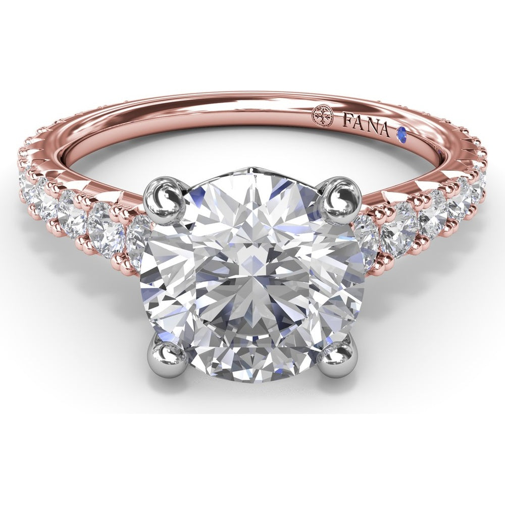 Engagement Ring Setting with Graduated Pavé Shank and Hidden Accent Diamond - 0.73 Carat Total Side Stone Weight by Fana