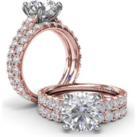 Engagement Ring Setting with Graduated Pavé Shank and Hidden Accent Diamond - 0.73 Carat Total Side Stone Weight by Fana