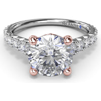 Engagement Ring Setting with Graduated Pavé Shank and Hidden Accent Diamond - 0.73 Carat Total Side Stone Weight by Fana