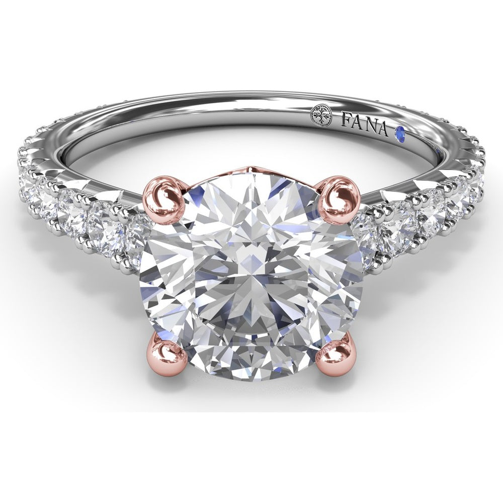 Engagement Ring Setting with Graduated Pavé Shank and Hidden Accent Diamond - 0.73 Carat Total Side Stone Weight by Fana