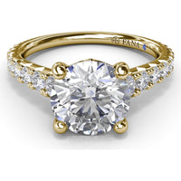 Engagement Ring Setting with Graduated Pavé Shank and Hidden Accent Diamond - 0.73 Carat Total Side Stone Weight by Fana