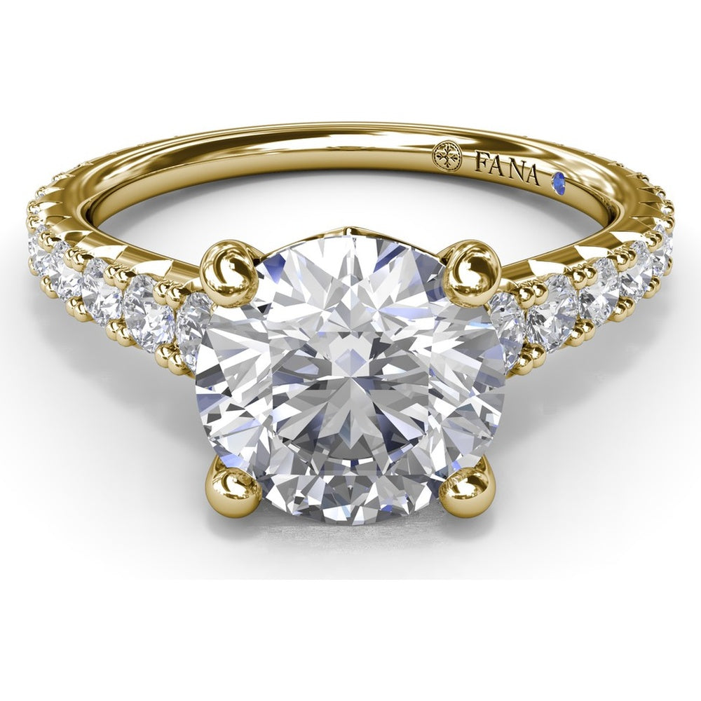 Engagement Ring Setting with Graduated Pavé Shank and Hidden Accent Diamond - 0.73 Carat Total Side Stone Weight by Fana