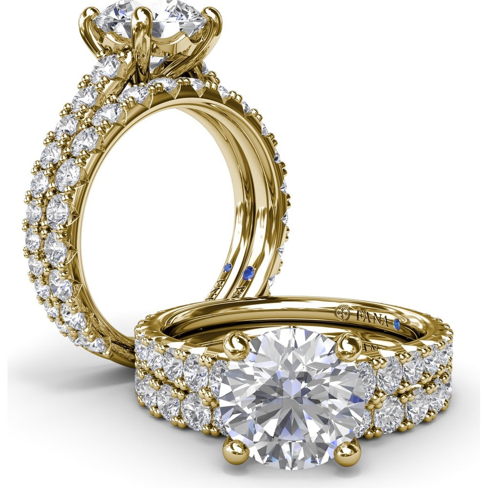 Engagement Ring Setting with Graduated Pavé Shank and Hidden Accent Diamond - 0.73 Carat Total Side Stone Weight by Fana