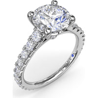 Engagement Ring Setting with Graduated Pavé Shank and Hidden Accent Diamond - 0.73 Carat Total Side Stone Weight by Fana