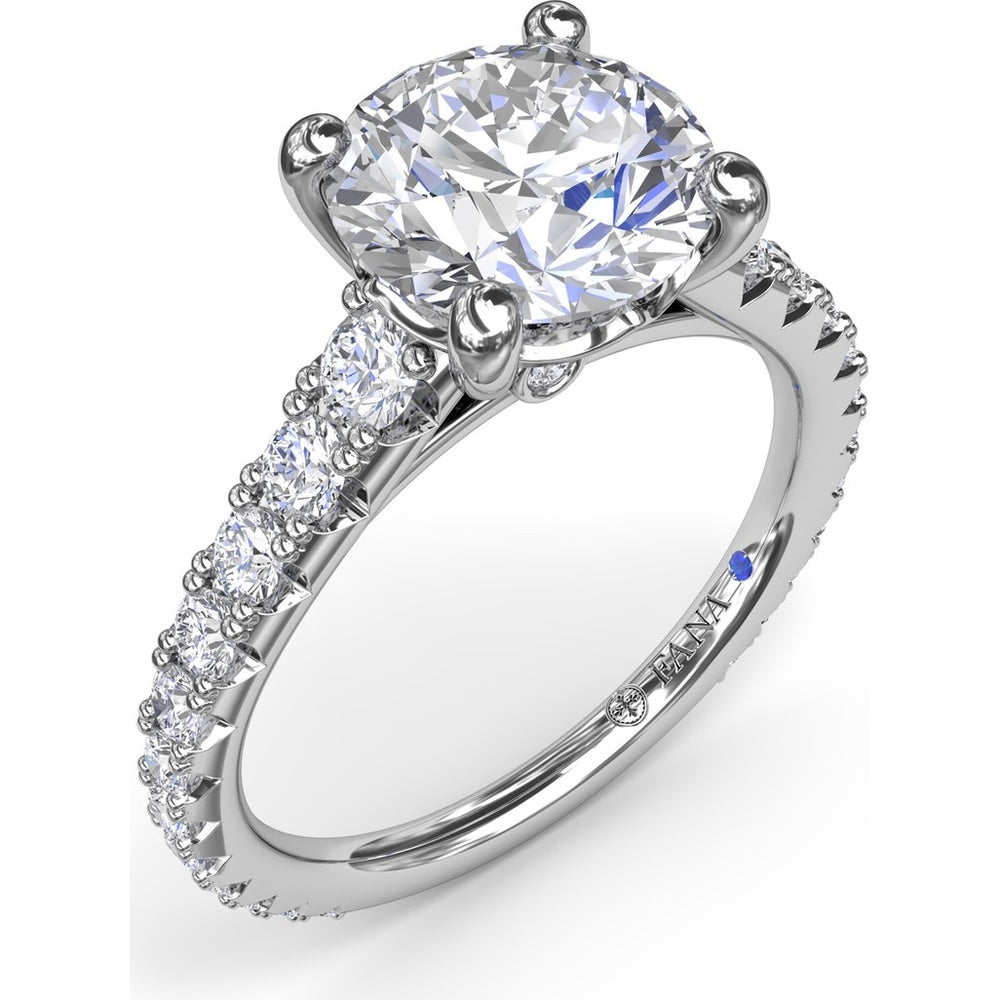 Engagement Ring Setting with Graduated Pavé Shank and Hidden Accent Diamond - 0.73 Carat Total Side Stone Weight by Fana