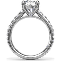 Engagement Ring Setting with Graduated Pavé Shank and Hidden Accent Diamond - 0.73 Carat Total Side Stone Weight by Fana