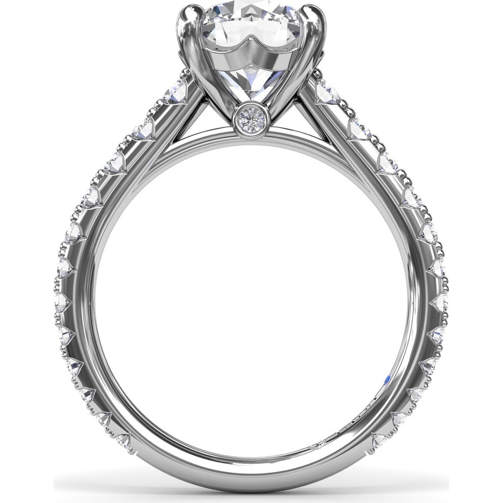Engagement Ring Setting with Graduated Pavé Shank and Hidden Accent Diamond - 0.73 Carat Total Side Stone Weight by Fana