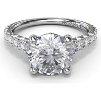 Engagement Ring Setting with Graduated Pavé Shank and Hidden Accent Diamond - 0.73 Carat Total Side Stone Weight by Fana