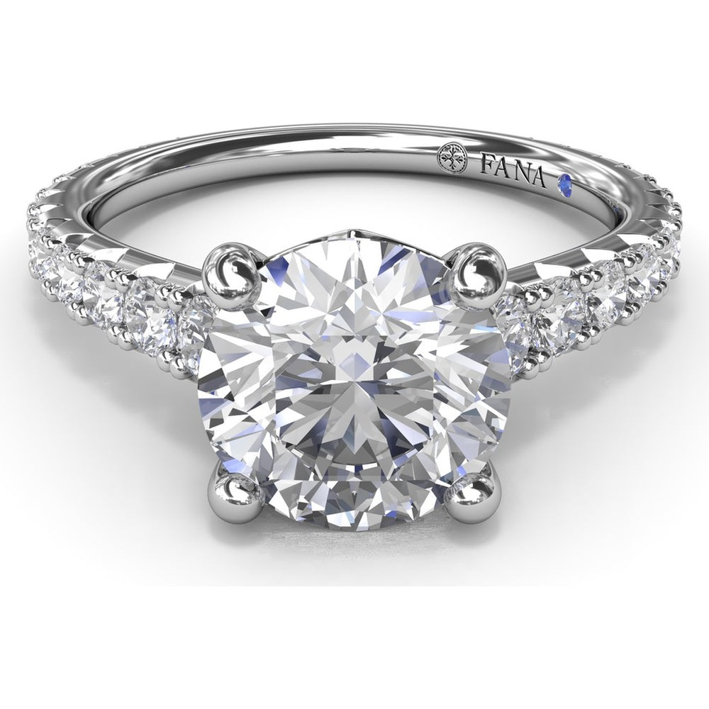 Engagement Ring Setting with Graduated Pavé Shank and Hidden Accent Diamond - 0.73 Carat Total Side Stone Weight by Fana