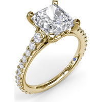 Engagement Ring Setting with Graduated Pavé Shank and Hidden Diamond Accent by Fana - 0.73 Carat Total Diamond Weight