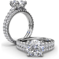 Engagement Ring Setting with Graduated Pavé Shank and Hidden Diamond Accent by Fana - 0.73 Carat Total Diamond Weight