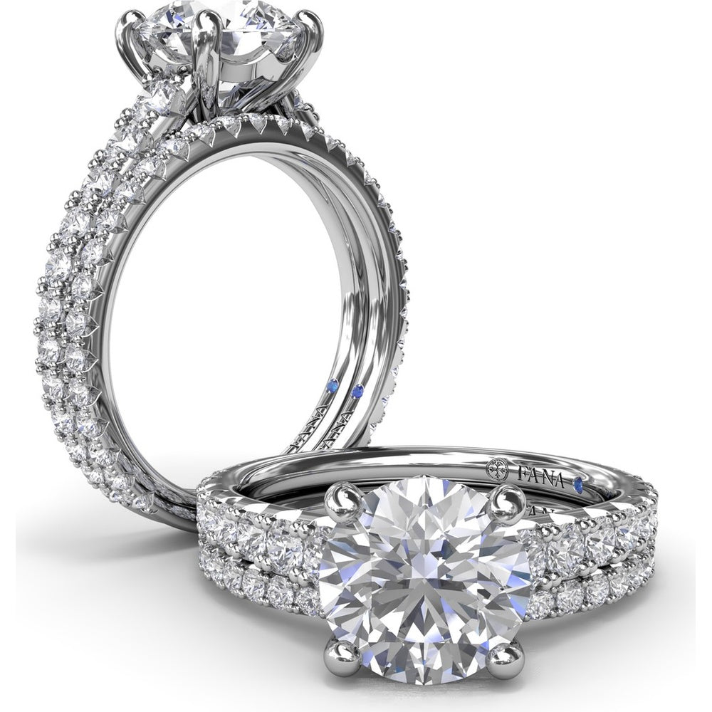 Engagement Ring Setting with Graduated Pavé Shank and Hidden Diamond Accent by Fana - 0.73 Carat Total Diamond Weight