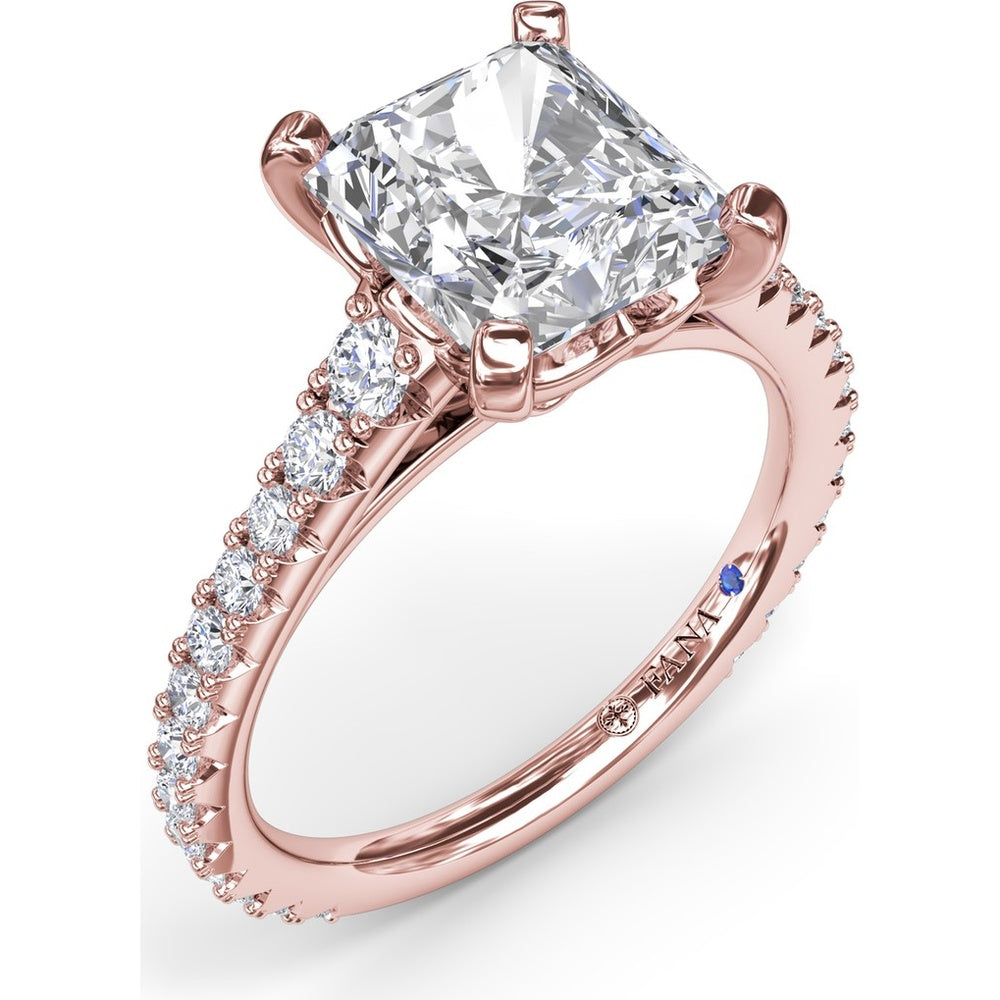 Engagement Ring Setting with Graduated Pavé Shank and Hidden Diamond Accent by Fana - 0.73 Carat Total Diamond Weight