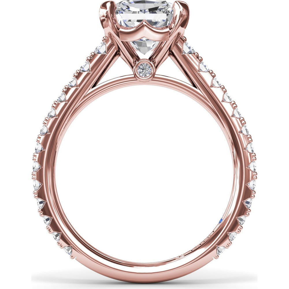 Engagement Ring Setting with Graduated Pavé Shank and Hidden Diamond Accent by Fana - 0.73 Carat Total Diamond Weight